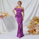 Evening Dress Dress Bridesmaid Dress Long Tail Sheath off the Shoulder Split Dress