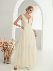 Evening Dress V neck Sleeveless Lace Wedding Dress Dress Direct Supply