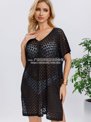 Traje de baño tipo algodón con aberturas y cortes, vestido de playa con protección solar