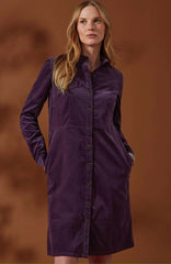 Elegant Velvet Windbreaker Button Loose Intellectual Long Sleeve Shirt Dress