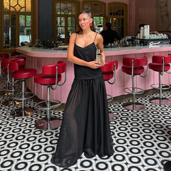 Elegante diseño de escote en V, tirantes finos adelgazantes, elegante vestido de noche, tobillera francesa