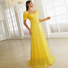 Slim Fit Catwalk Flash Short Sleeved Fishtail Bridesmaid Dress Evening Dress