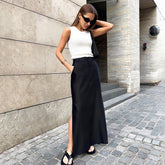 Split Skirt High Waist Office Skirt A line Dress
