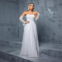 Off Shoulder Tube Top Evening Dress Backless Slit Dress Studio Photography Travel Photography Lightweight Wedding Dress Annual Meeting Dress