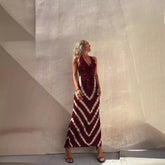 Print Sleeveless V neck A line Dress