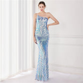 Vestido de noche largo con lentejuelas y lentejuelas para fiesta de reunión de alta sociedad, vestido de novia tostado