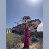 Printed Sleeveless V neck A line Dress