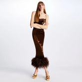 Tube Top Flannel Ostrich Feather Dress Bandage One Piece Dress Dress