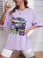 Loose Letter Car Print Simple Top