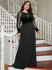 Plus Size Evening Dress Slim Solid Color Dress Party Gathering Cocktail