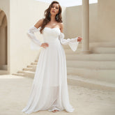 Vestido de gasa con manga larga y top de tubo