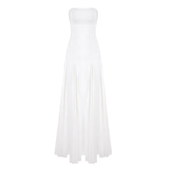 Long Dress Socialite Slim Tube Top Bandage Mesh Stitching Swing Dress