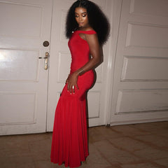 Wear Solid Color Elegant Tube Top Fairy Dress Zipper Raglan Sleeve off Neck Length Dress