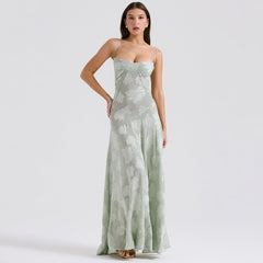 Lace See Through Strap Dress Slim Fit High Grade Evening Dress