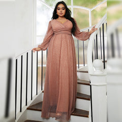 Plus Size Long Wedding Party Cocktail Light Luxury Evening