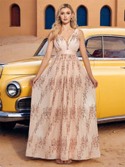 V neck Sequ Patchwork Dinner Dress Cocktail Party Bridesmaid Dress