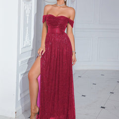 Evening Dress Ladies Party High Open Sequined Cocktail Dress Nightclub Sequin Off The Shoulder Dress