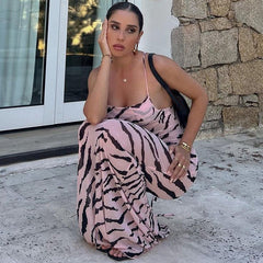 Backless Print Slim Strap Dress