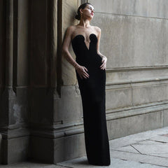 Mesh Semi Transparent Particle Tube Top Long Sleeve Velvet Dress