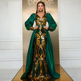 Vestido de fiesta de manga larga con lentejuelas y capa en la cintura para la industria pesada