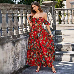 Vestido elegante sin espalda con parte superior de tubo y aberturas con estampado atado