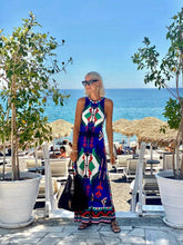 Strapless printed seaside resort maxi dress