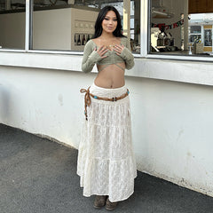 Beach Solid Color Texture Split Dress Seaside Holiday A line Skirt