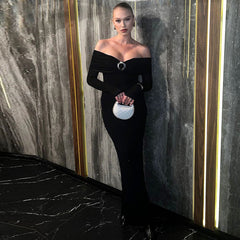 Vestido de color liso de longitud media con escote en forma de tubo y abertura en la espalda