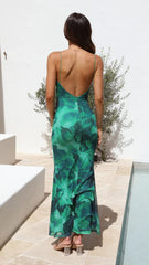 Vestido camisola sin espalda, estampado, adelgazante y con cuello cuadrado