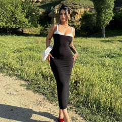 Package Hip Slim Fit Contrast Colors Sling Dress