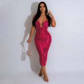 Tube Top Package Hip A line Sequined Party Dress
