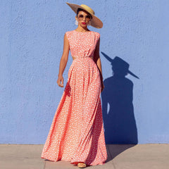 Popular round Neck Sleeveless Polka Dot