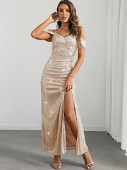 Backless Sequ Dress Maxi Dress Prom Evening Dress