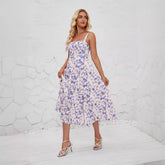 Sling Floral Pastoral Long Elegant Dress
