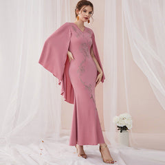 Embroidered Dress V Neck Batwing Sleeve Dress Urban Dress