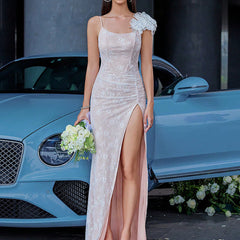 PopularElegant Dress Mesh Stitching Floral Dinner Cami Dress