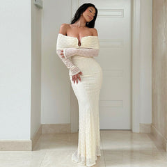 off Shoulder Mid Length Dress