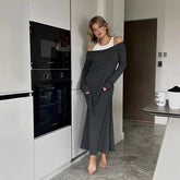 Vestido tipo chaleco de dos piezas con costuras falsas y mangas largas