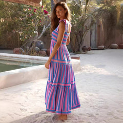 Bandage Striped Maxi Dress