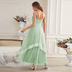 Vestido de tirantes con encaje bordado de malla y vuelo, vestido de hada fresco