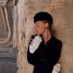 Dehaired Angora Covering Yarn Slimming Patchwork Long Sleeved Knitted Maxi Dress