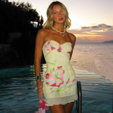 Printed Sleeveless Tube Top Short Slim Sheath