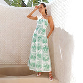 Top tubo estampado con cuello halter para vacaciones en la playa