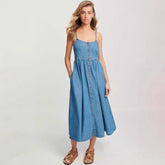 Office Suspenders Denim Dress