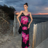 Sleeveless Strap Floral Print Maxi Dress