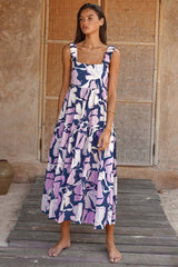 Sling Backless Print Dress Beach Vacation Dress