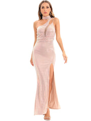 Backless Mesh Stitching Sequ Dress Dress Party Evening Dress