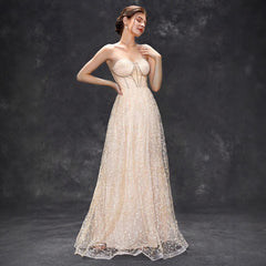 Champagne Tube Top Dress Maxi Dress Slim Fit Super Fairy Slimming Evening Dress Party Cocktail Dress