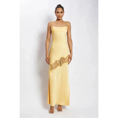 Elegantes Trägerkleid mit offenem Rücken und transparenten Nähten (3 Farben)