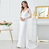 Fashionable French Elegant Mesh Stitching Sleeves Fishtail Dress